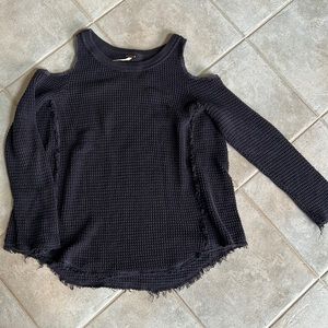 Free people charcoal gray open shoulder sweater